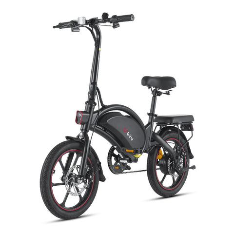 DYU D16 Bicicleta Elétrica - Potência 250W Bateria 36V6Ah Autonomia 30KM Freio a Disco - Preto