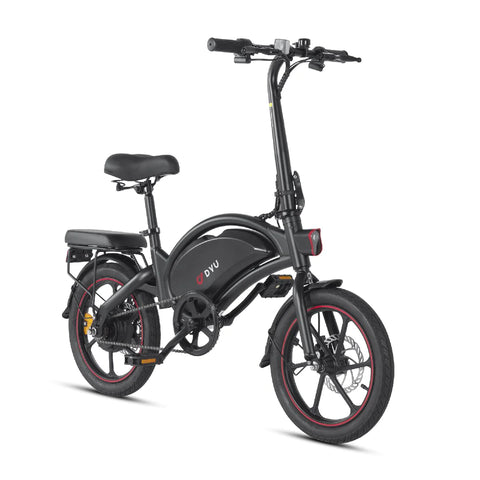 DYU D16 Bicicleta Elétrica - Potência 250W Bateria 36V6Ah Autonomia 30KM Freio a Disco - Preto