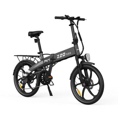 Bicicleta Elétrica PVY Z20 Pro - 250W Bateria 36V10.4AH 80KM Autonomia Freios a Disco Mecânicos - Cinza