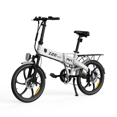 Bicicleta Elétrica PVY Z20 Pro - 250W Bateria 36V10.4AH 80KM Autonomia Freios a Disco Mecânicos - Branca
