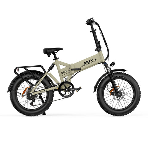 Bicicleta Elétrica PVY Z20 Plus 500 - 250W Bateria 48V14.5AH 100KM Autonomia Freios a Disco Mecânicos - Bege