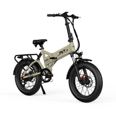 Bicicleta Elétrica PVY Z20 Plus 500 - 250W Bateria 48V14.5AH 100KM Autonomia Freios a Disco Mecânicos - Bege