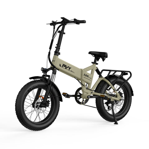 Bicicleta Elétrica PVY Z20 Plus 500 - 250W Bateria 48V14.5AH 100KM Autonomia Freios a Disco Mecânicos - Bege