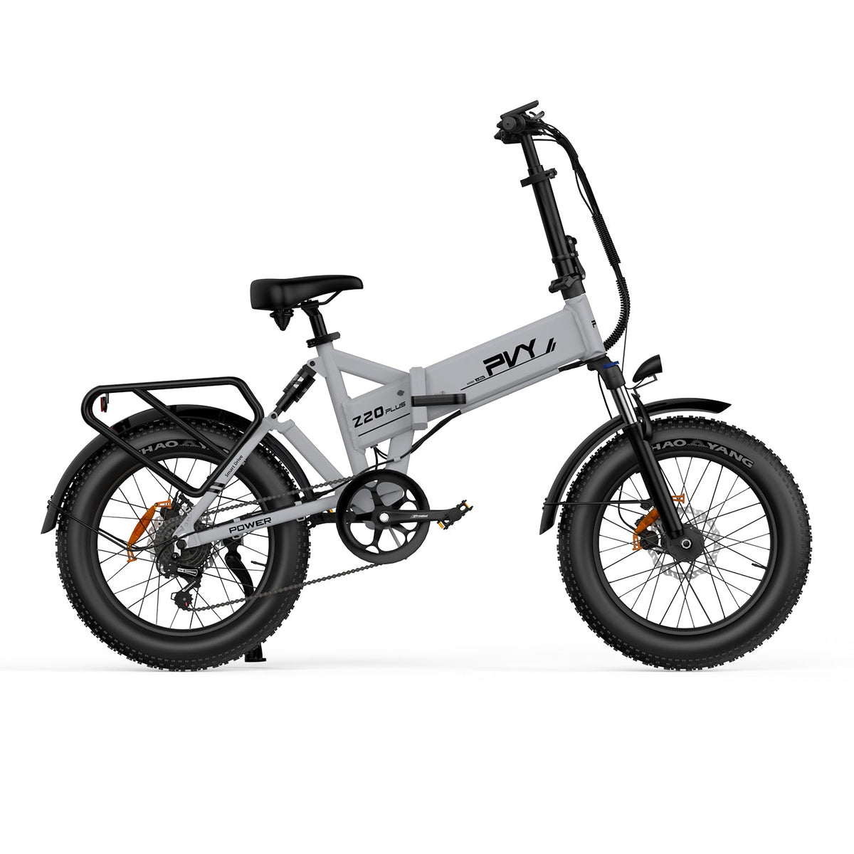 Bicicleta Elétrica PVY Z20 Plus 500 - 250W Bateria 48V14.5AH 100KM Autonomia Freios a Disco Mecânicos - Cinza