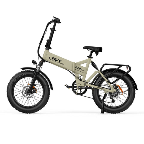 Bicicleta Elétrica PVY Z20 Plus 1000 - Potência 250W Bateria 48V16.5AH 120KM Autonomia Freios a Disco Hidráulicos - Bege