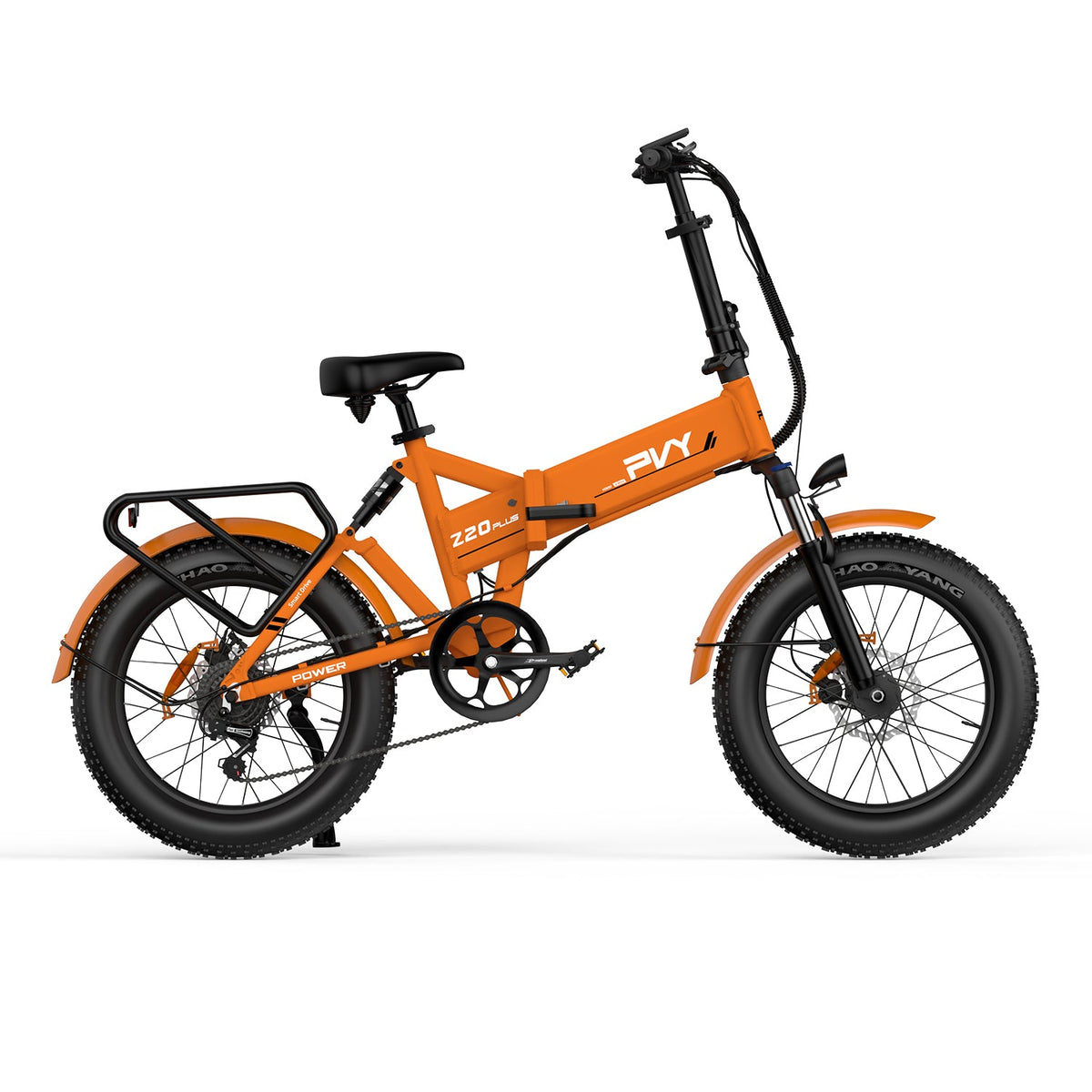 Bicicleta Elétrica PVY Z20 Plus 1000 - Potência 250W Bateria 48V16.5AH 120KM Autonomia Freios a Disco Hidráulicos - Laranja