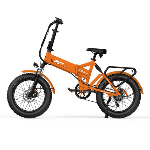 Bicicleta Elétrica PVY Z20 Plus 1000 - Potência 250W Bateria 48V16.5AH 120KM Autonomia Freios a Disco Hidráulicos - Laranja