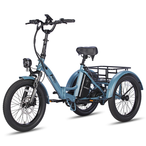 Bicicleta Elétrica FAFREES F20 Mate - Motor 500W Bateria 48V18.2AH Alcance 110KM Freio a Disco Hidráulico - Cinza Azul