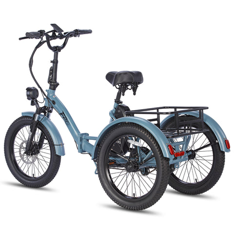 Bicicleta Elétrica FAFREES F20 Mate - Motor 500W Bateria 48V18.2AH Alcance 110KM Freio a Disco Hidráulico - Cinza Azul