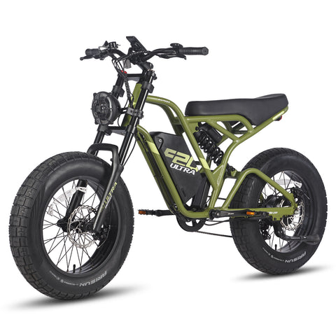 Bicicleta Elétrica FAFREES F20 Ultra - Motor 750W Bateria 48V25AH Alcance 140KM Freio a Disco Mecânico - Preto Verde
