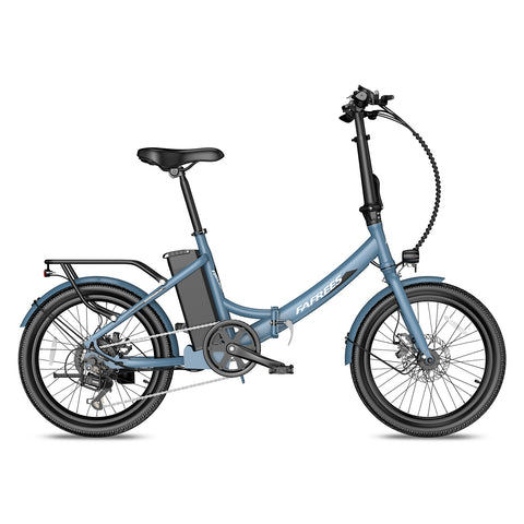 Bicicleta Elétrica FAFREES F20 Light 16.75AH - Motor 250W Bateria 36V16.75Ah Alcance 130KM Freio a Disco Mecânico - Cinza Azul