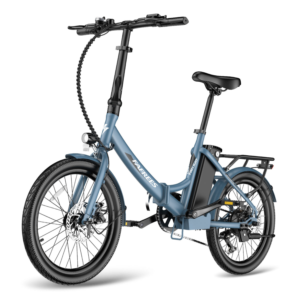 Bicicleta Elétrica FAFREES F20 Light 16.75AH - Motor 250W Bateria 36V16.75Ah Alcance 130KM Freio a Disco Mecânico - Cinza Azul