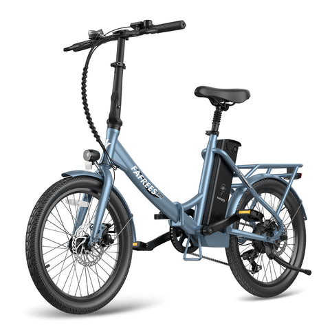 Bicicleta Elétrica FAFREES F20 Lasting - Motor 250W Bateria 36V18.2Ah Alcance 120KM Freio a Disco Mecânico - Cinza Azul