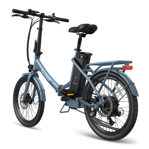Bicicleta Elétrica FAFREES F20 Lasting - Motor 250W Bateria 36V18.2Ah Alcance 120KM Freio a Disco Mecânico - Cinza Azul