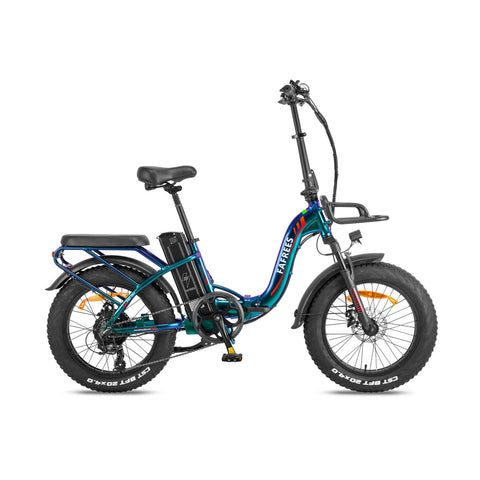 Bicicleta Elétrica FAFREES F20 Max 22.5AH - Motor 500W Bateria 48V22.5AH Autonomia 110KM Freio a Disco Mecânico - Verde Roxo