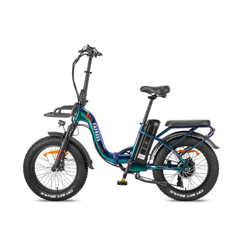 Bicicleta Elétrica FAFREES F20 Max 22.5AH - Motor 500W Bateria 48V22.5AH Autonomia 110KM Freio a Disco Mecânico - Verde Roxo