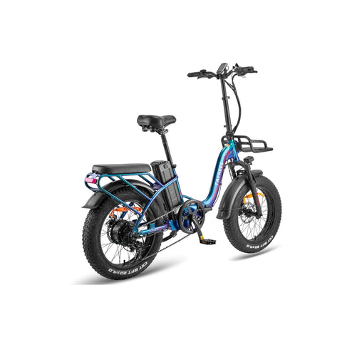 Bicicleta Elétrica FAFREES F20 Max 22.5AH - Motor 500W Bateria 48V22.5AH Autonomia 110KM Freio a Disco Mecânico - Verde Roxo