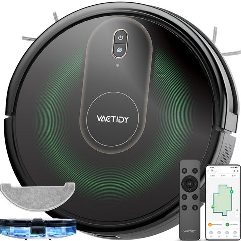 Vactidy T8 Aspirador Robótico - Potência de Aspiração 3000Pa Bateria de 2500mAh Autonomia de 100min 70dB de Ruído - Preto