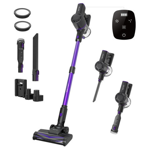 Vactidy V8 Pro Aspirador de Mão - Potência de Aspiração 25000Pa Bateria de 2200mAh Autonomia de 35min 66dB de Ruído - Preto roxo