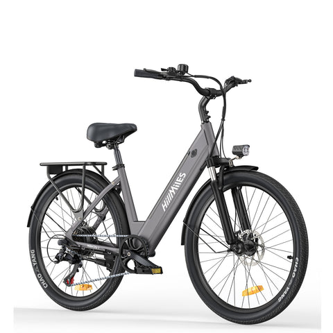 Bicicleta Eléctrica HillMilES MileCity 1 - Motor 250W Bateria 36V13Ah Pneus de 26 Polegadas Travões de Disco Mecânicos - Cinza