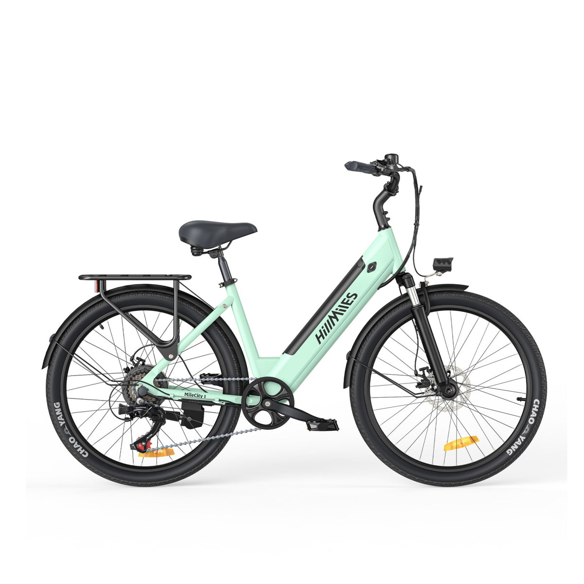 Bicicleta Eléctrica HillMilES MileCity 1 - Motor 250W Bateria 36V13Ah Pneus de 26 Polegadas Travões de Disco Mecânicos - Verde