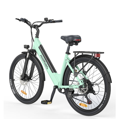 Bicicleta Eléctrica HillMilES MileCity 1 - Motor 250W Bateria 36V13Ah Pneus de 26 Polegadas Travões de Disco Mecânicos - Verde